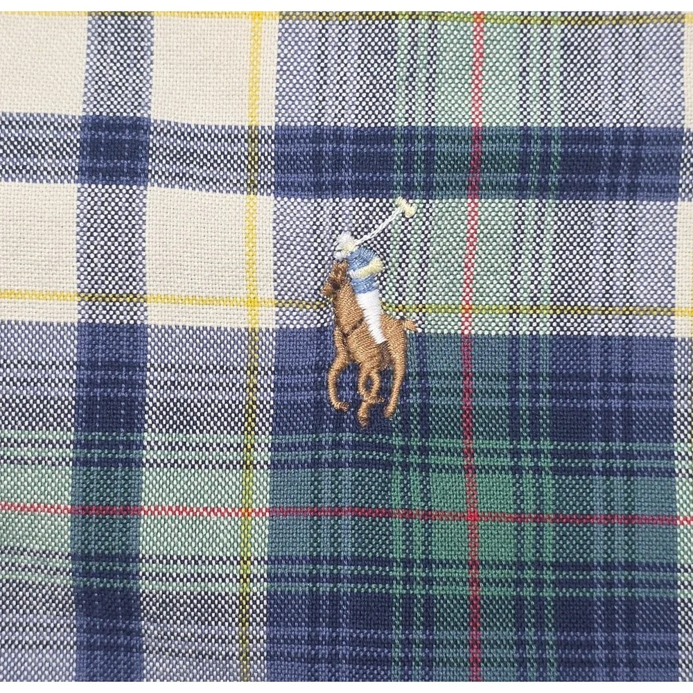 Polo Ralph Lauren Mens Size XXL Flesh Pony Plaid Short Sleeve Button Down
